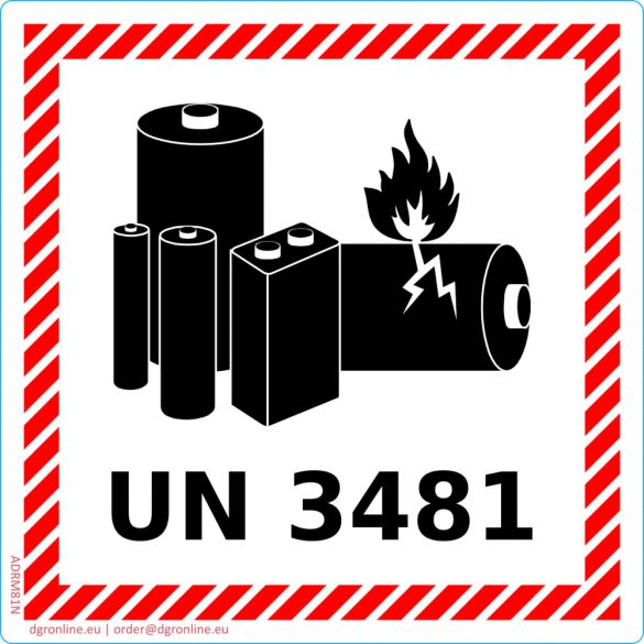 Veszélyes áru jelölés lítium-ion akkumulátorokhoz készülékben vagy készülékkel egybecsomagolva